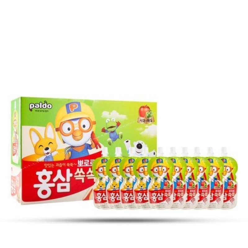 Hộp nước hồng sâm hoa quả Paldo Pororo Hàn Quốc (10túi x 100ml)