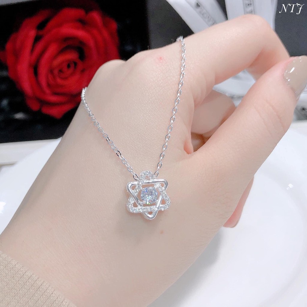 Dây Chuyền Bạc Nữ S99 CaoBac Silver  Họa Tiết Ngôi Sao 6 Cánh Huyền Bí Họa Tiết Cực Đẹp