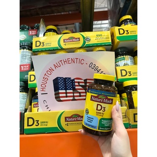    ĐỦ BILL STORE + AIR  Viên uống bổ sung Vitamin D3 1000 IU Nature Made 650 Viên _ Live mua hàng tại Mỹ 