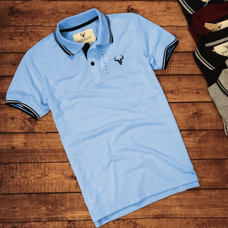 Áo thun polo nam phối cổ thêu logo YESSIR