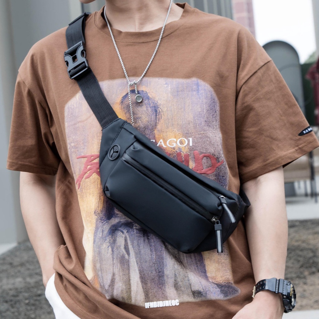 Túi Đeo Chéo Nam Nữ Unisex Chống Nước Siêu Nhẹ Tiện Lợi Thời Trang, Túi Bao Tử Phong Cách Streetwear WX03- The Black Box