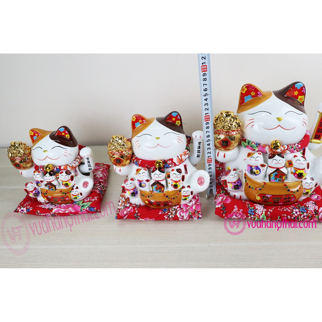 Mèo Thần Tài Vẫy Tay Maneki Neko - Gốm Sứ Cao Cấp, Mang Lại Kim Tiền, Tài Vận, Thiên Khách, Thăng Quan Cho Gia Chủ