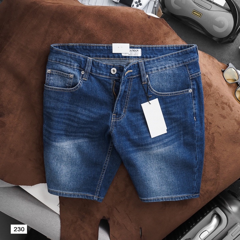 Quần short jean nam màu xanh trơn hàng xuất xịn đẹp giá rẻ