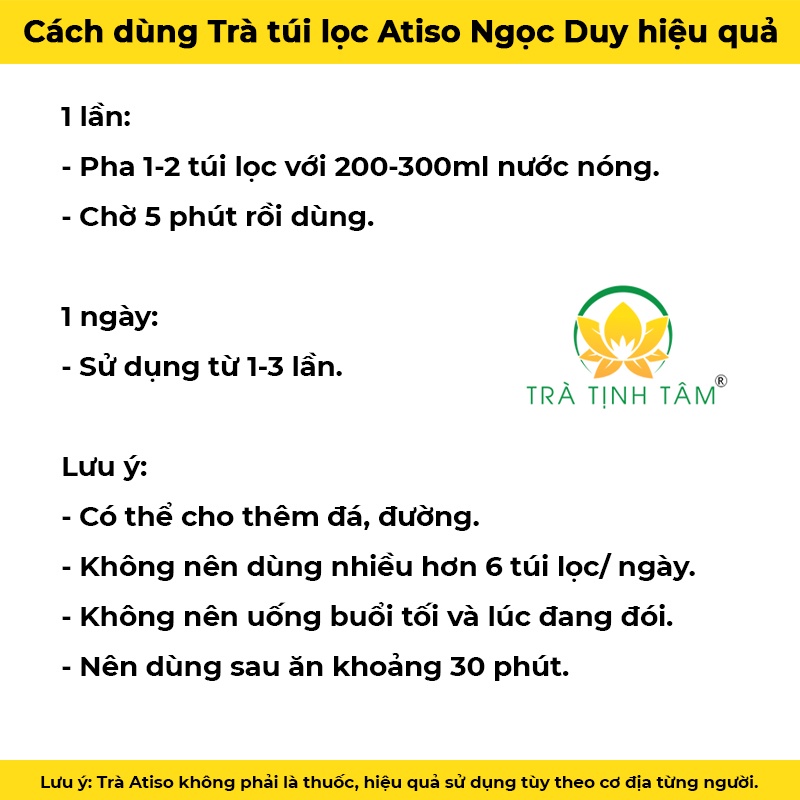 Trà túi lọc atiso Đà Lạt thượng hạng Ngọc Duy, hộp 50 túi lọc đặc sản làm quà hỗ trợ thanh nhiệt giải khát