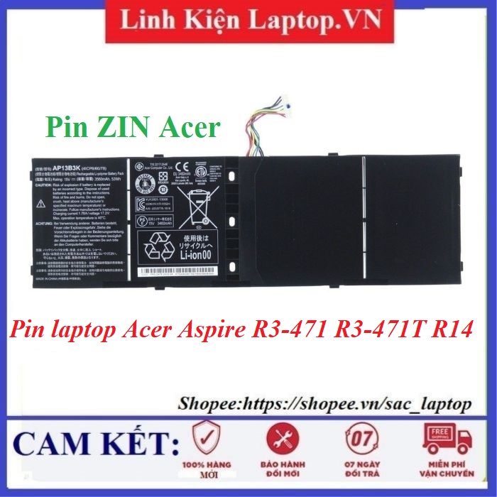 ⚡Pin laptop Acer Aspire R3-471 R3-471T R14 AP13P3K