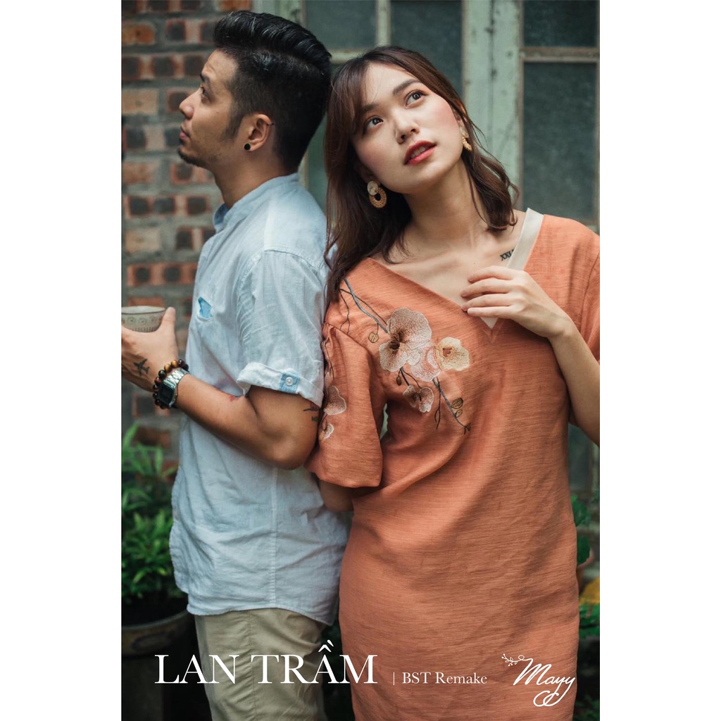 Đầm tơ cam dáng xuông Mayy Fashion - Lan Trầm