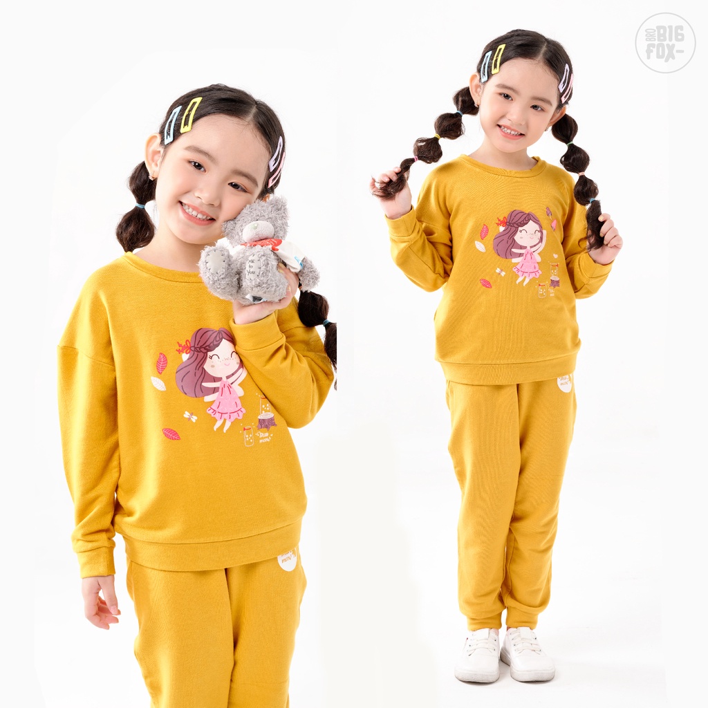 Bộ dài tay bé gái BIGFOX - MISS MEOW size đại, bộ thu đông cho bé phong cách Hàn Quốc hình thiên thần 10 - 31 kg