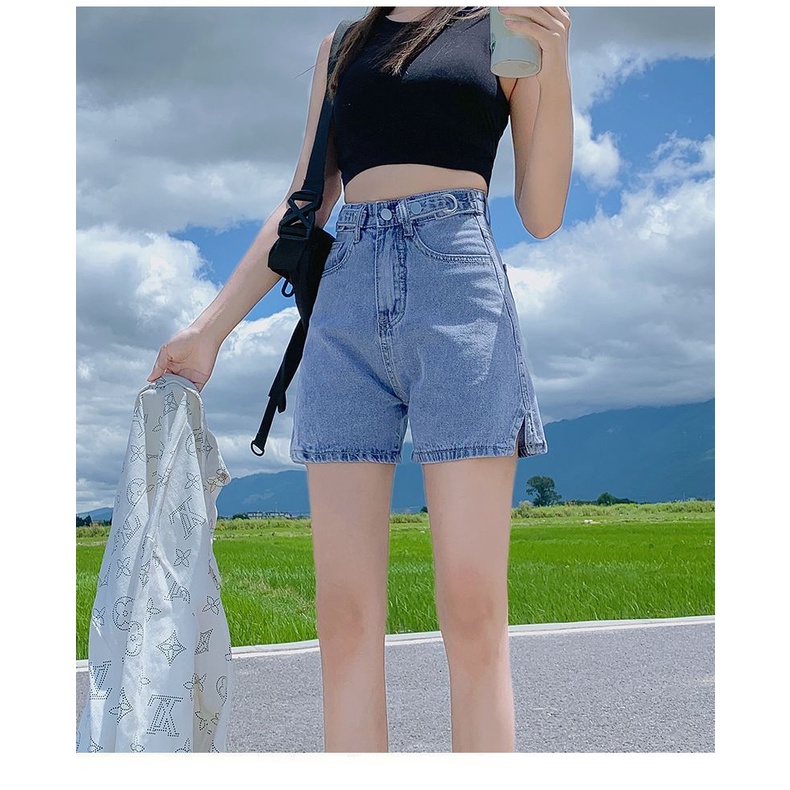 Quần Short Denim Mỏng Ống Rộng Lưng Cao Thời Trang Mùa Hè 2022