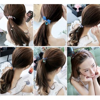 Túi rút Set 9 Dây cột tóc style HÀN đính đá XINH XẮN co giãn hạn chế đứt gãy tóc cho bạn gái