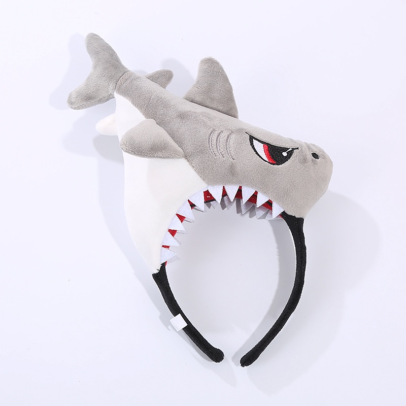 Băng Đô Cài Tóc Đính Hoạt Hình Cá Mập Nhồi Bông Kiểu Hàn Quốc Dễ Thương Cho Bé Gái