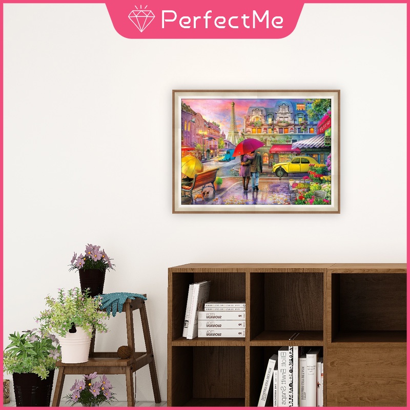 Bộ Tranh Đính Đá Họa Tiết Phong Cảnh Ngoài Trời Độc Đáo Kích Thước 40X30Cm