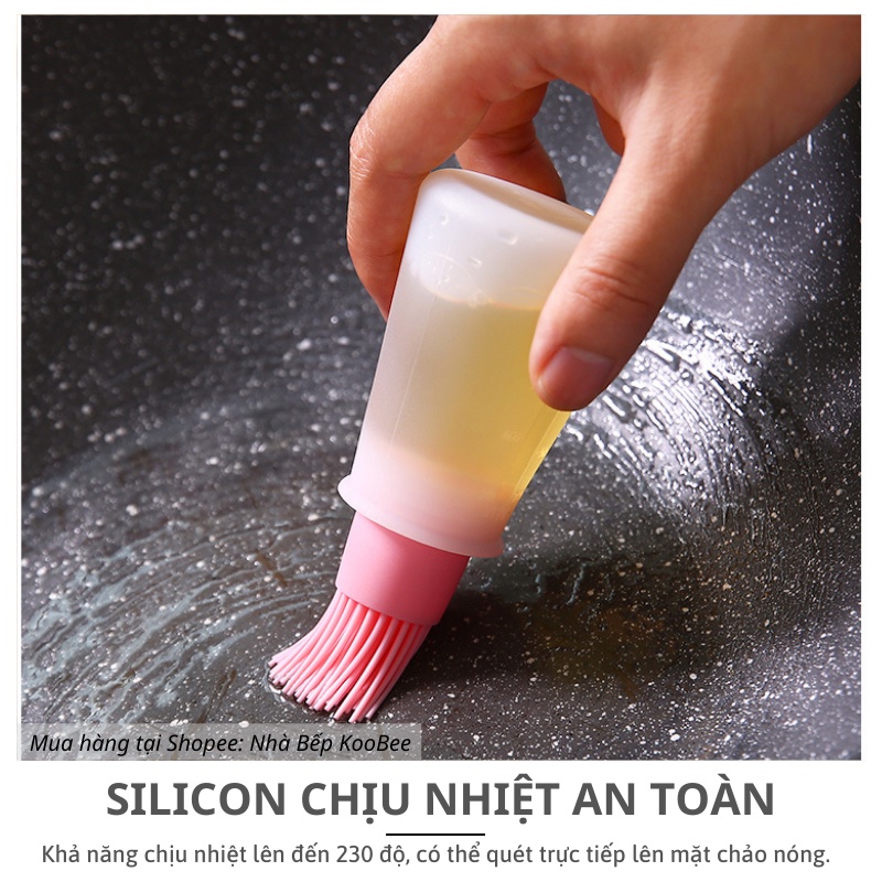 Lọ đựng kèm chổi quét dầu ăn Silicon chịu nhiệt cao cấp KooBee (NB35)