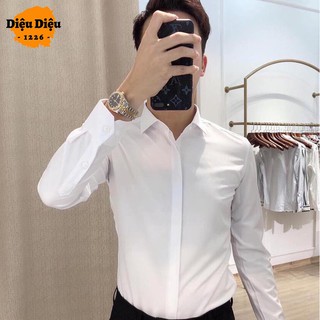 ÁO SƠ MI NAM TRẮNG SƠ MI NAM GIẤU CÚC HÀNG CAO CẤP kèm ảnh thật - Diệu Diệu 1226