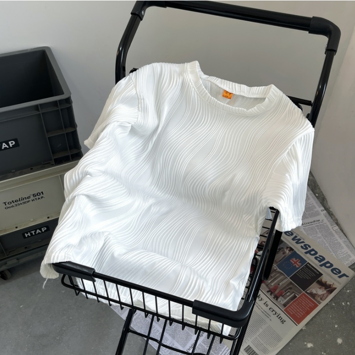 Áo Thun Tay Ngắn Cổ Tròn Dáng Rộng Họa Tiết Kẻ Sọc Màu Sắc Đơn Giản Phong Cách Hàn Quốc Thời Trang Cho Nam