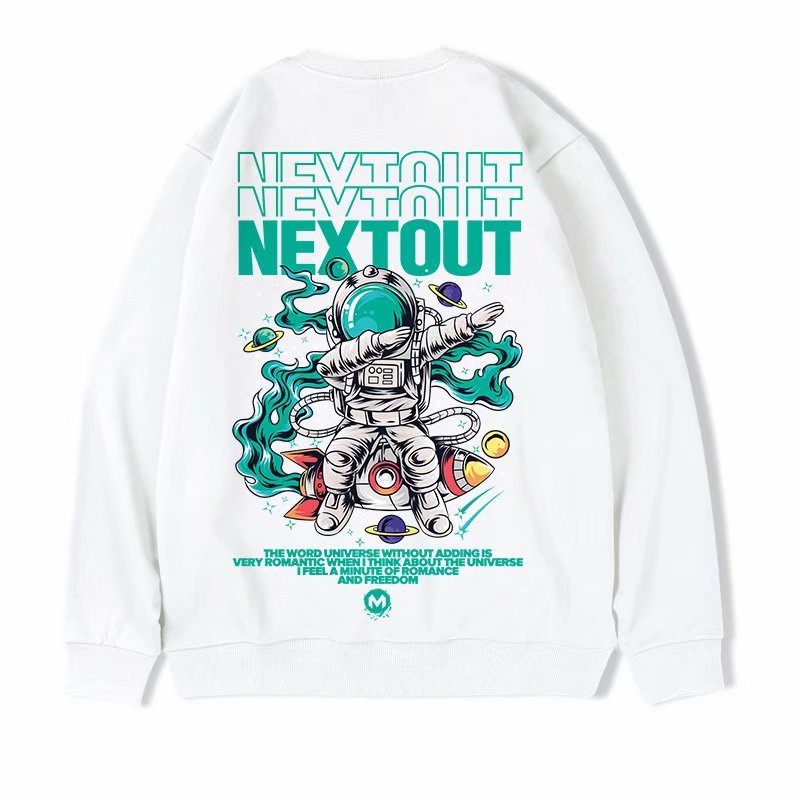 Áo Sweater Cổ Tròn Dáng Rộng In Hình Phi Hành Gia Phong Cách Hip Hop Thời Trang Xuân Thu Cho Nam Size M-8Xl