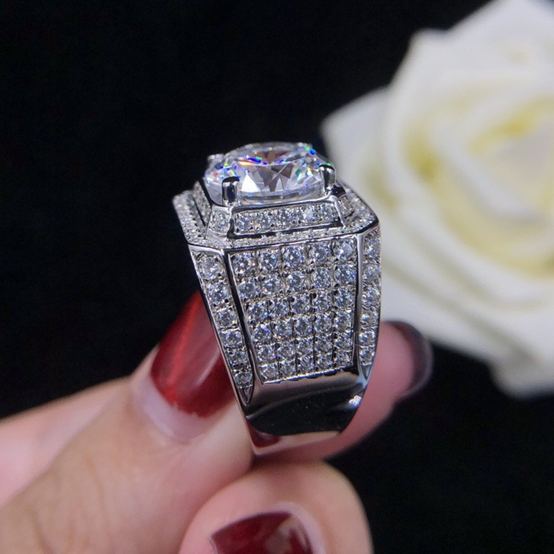 Nhẫn Đính Đá Sapphire Trắng Sang Trọng Cho Nam Và Nữ