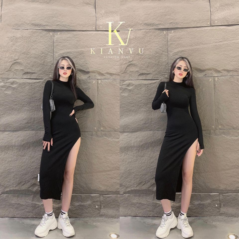 VÁY BODY TAY DÀI XẺ TÀ