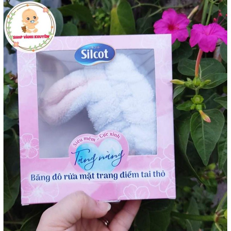 Băng đô rửa mặt , trang điểm tai thỏ Silcot