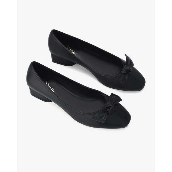 Giày búp bê nữ Đông Hải thiết kế mũi tròn đính nơ sang trọng gót vuông thanh lịch cao 3cm - G85Q7