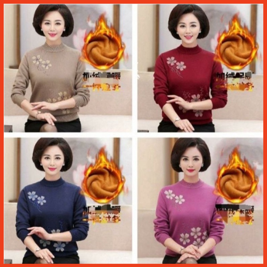 Áo Len Nữ Trung Niên, Áo Len Cho Mẹ Cho Bà Lót Nỉ Dày Ấm.