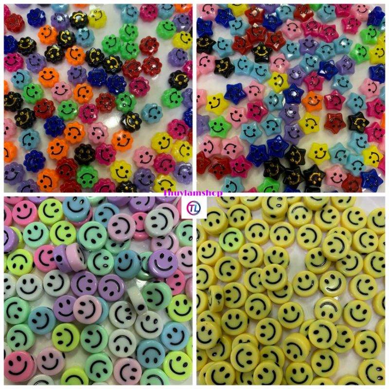 Set 30 hạt nhựa mặt cưòi sức xỏ DIY handmade xâu vòng bền đẹp tiện lợi