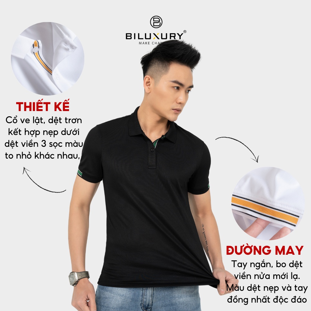 Áo thun polo nam Biluxury form chuẩn slimfit chống nhăn chất vải siêu mềm tôn dáng 6APCT016