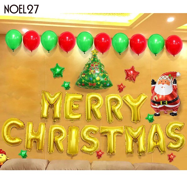 Set bong bóng trang trí tiệc Giáng Sinh hình người tuyết/tuần lộc/ông già Noel/bông tuyết/thanh kẹo