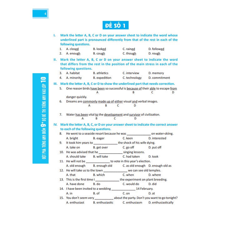 Sách- Đột phá tiếng Anh điểm 9+ Bộ đề thi tiếng Anh vào lớp 10 - Có đáp án
