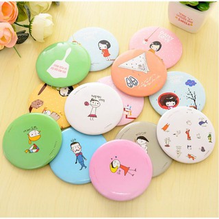 Gương trang điểm mini happy smile hand mirror