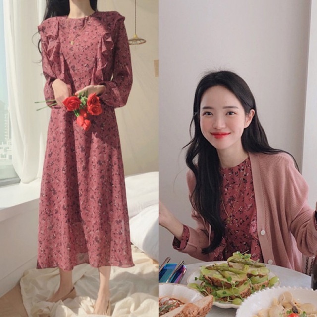 Váy hoa nhí vintage viền bèo Ulzzang🌻 Hàng Quảng Châu | BigBuy360 - bigbuy360.vn