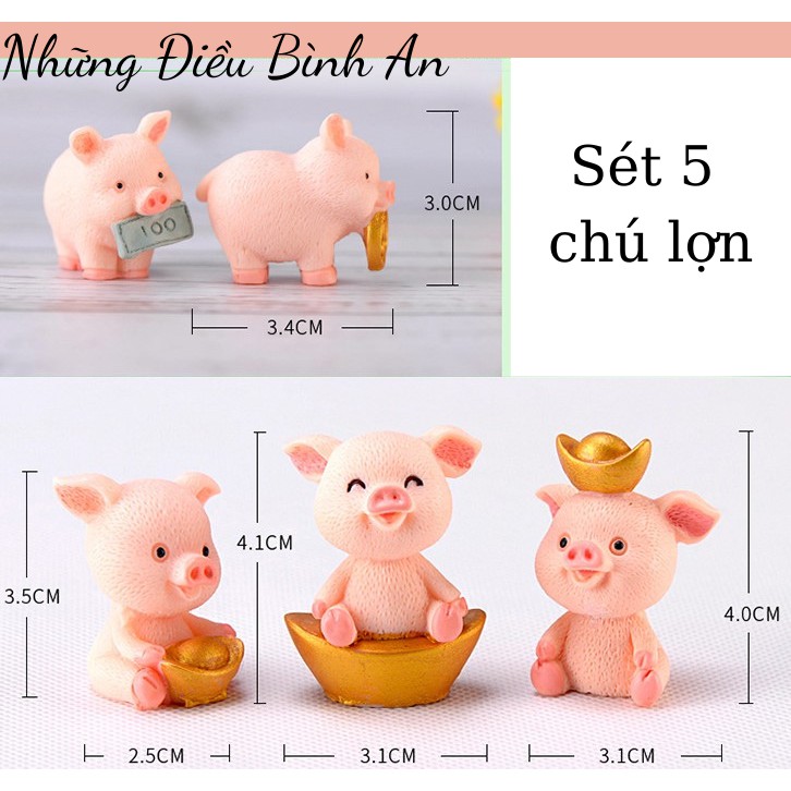 Heo Con trang trí ô tô, bàn làm việc, bánh kem đáng yêu dễ thương 💕FREESHIP 50k💕 Những Điều Bình An