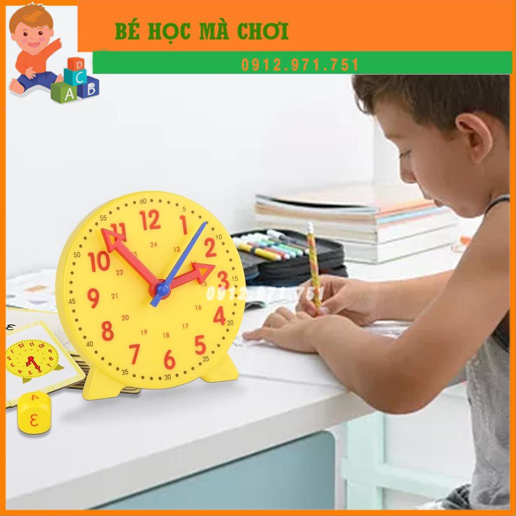 Bộ Đồng Hồ và 24 thẻ ghép puzzle Hỗ Trợ Dạy Học Cho Bé xem giờ