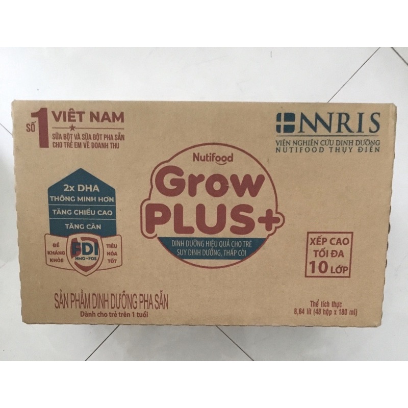 Sữa bột pha sẵn Grow Plus + đỏ 180ml Nutifood - Date mới
