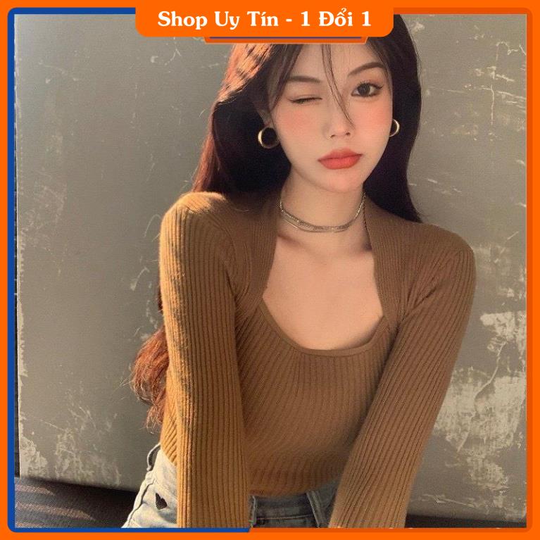 Áo Thun Dài Tay Kiểu Ôm Body Khoét Cổ Vuông Tôn Ngực Duyên Dáng A5281