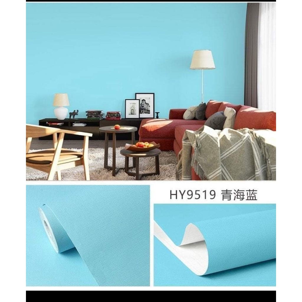giấy dán tường màu xanh nước biển dán phòng ngủ phòng khách mặt bàn...10mx45cm
