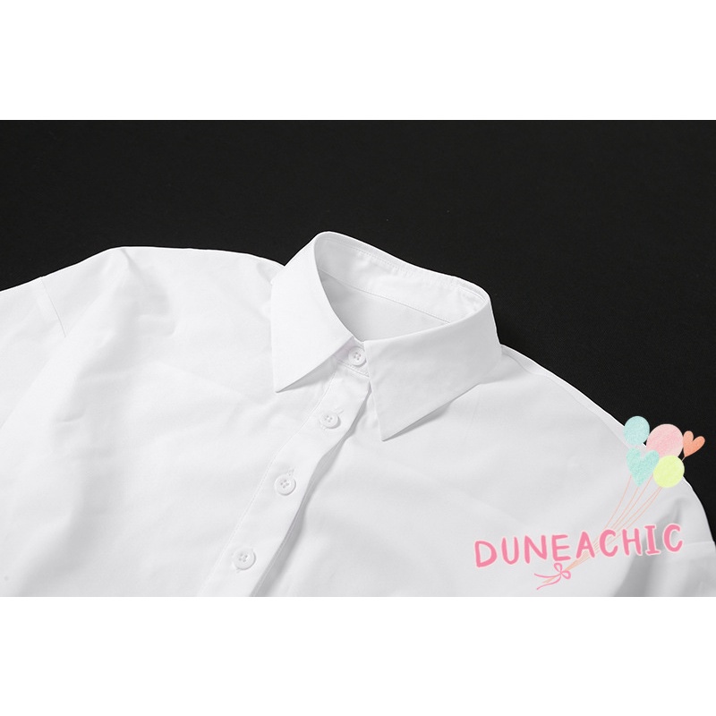 DUNEA Áo Sơ Mi Croptop Tay Dài Kiểu Dáng Trẻ Trung Cá Tính Cho Nữ