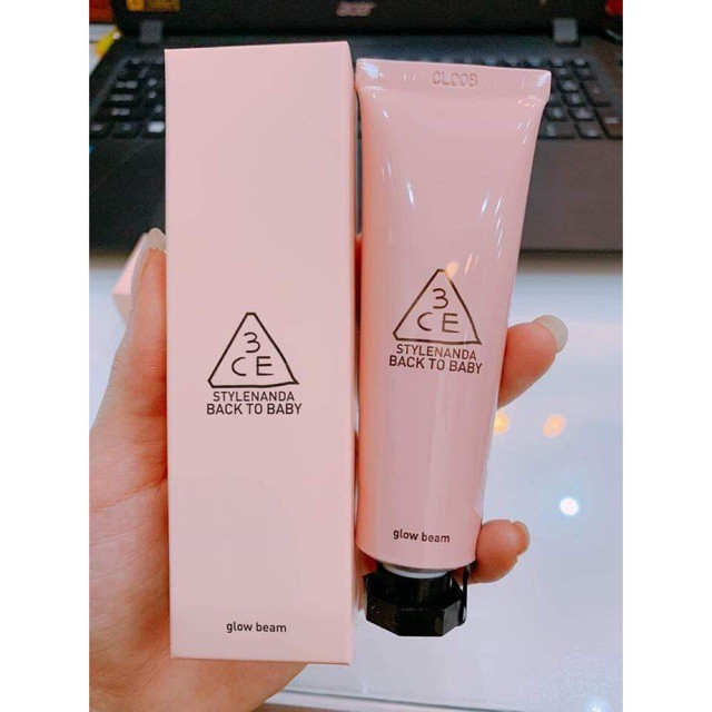 (AUTH, TEM HIDDEN TAG) KEM LÓT 3CE Back To Baby Glow Beam 30ml tạo làn da CĂNG BÓNG