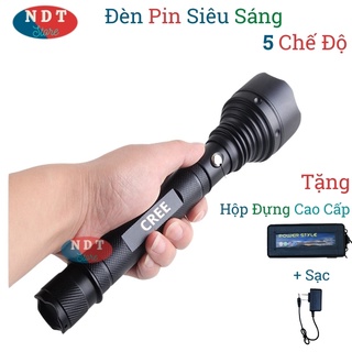 Đèn pin cầm tay siêu sáng cree ultrafire có hộp hợp kim chống nước ánh sáng mạnh pin khỏe kèm sạc siêu tiện dụng