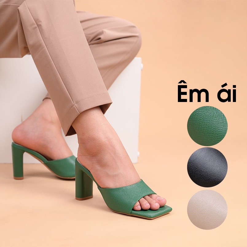 Guốc cao gót nữ, dép cao 8.5 phân quai ngang bản to hàng xuất khẩu - Kimy Store