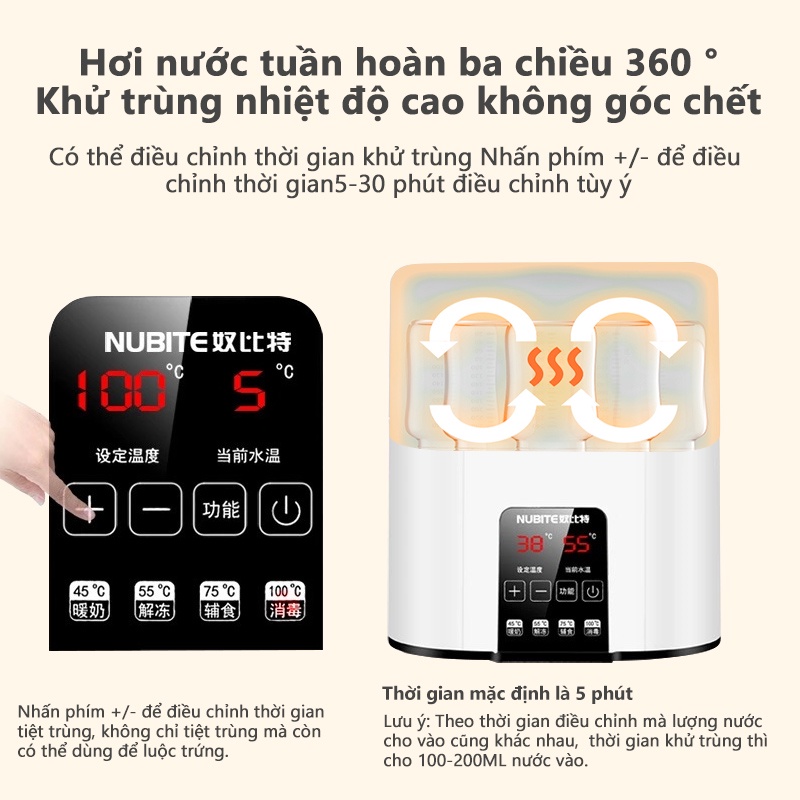 Máy hâm sữa và tiệt trùng bình sữa trẻ em 2 trong 1