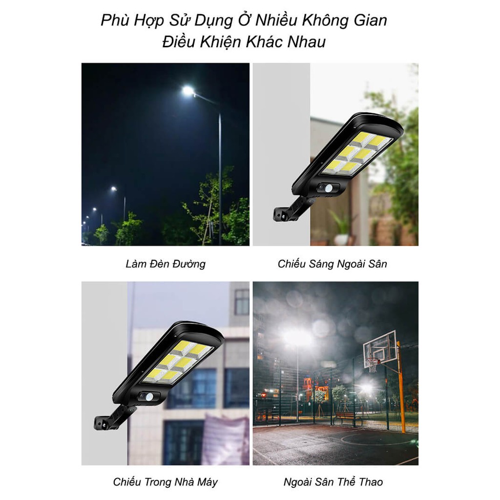 Đèn led cob 120 led năng lượng mặt trời liền thể cảm biến chuyển động