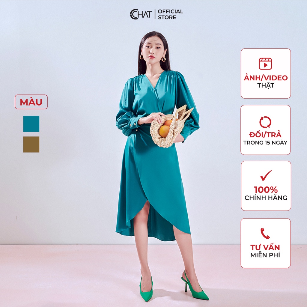 Set Đồ Nữ 𝐂𝐂𝐇𝐀𝐓 Bộ Áo Chân Váy Vạt Lệch Chất Lụa Cao Cấp Phong Cách Trẻ Trung 12BDL2004XT