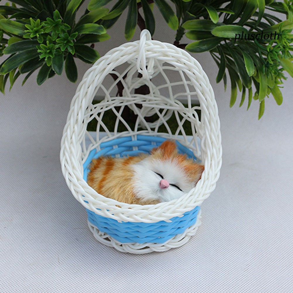 Đồ trang trí hình giỏ treo và mô hình mèo dễ thương sáng tạo