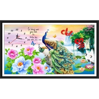 Tranh đính đá đồng hồ cha mẹ kt:90x53cm