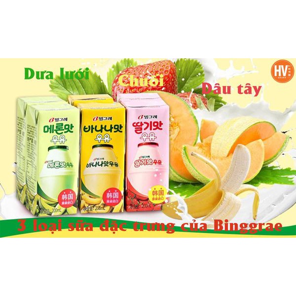 [Mua Giảm Giá] Sữa Vị Dâu Tây Bingrae Hàn Quốc 200ml