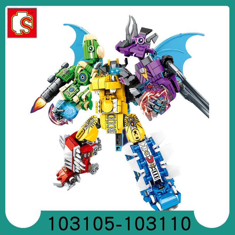 （CÓ SẴN）Đồ chơi lắp ráp mô hình Sembo 103105-103110 người máy robot động vật khủng long 6in1