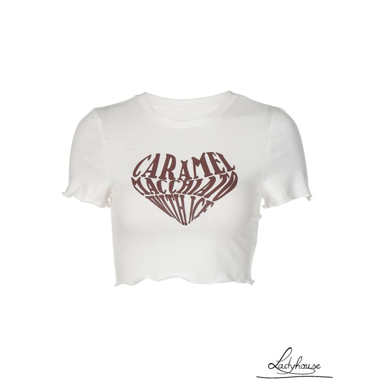 Áo Croptop Cổ Tròn Tay Ngắn In Chữ Thời Trang Mùa Hè Dành Cho Nữ