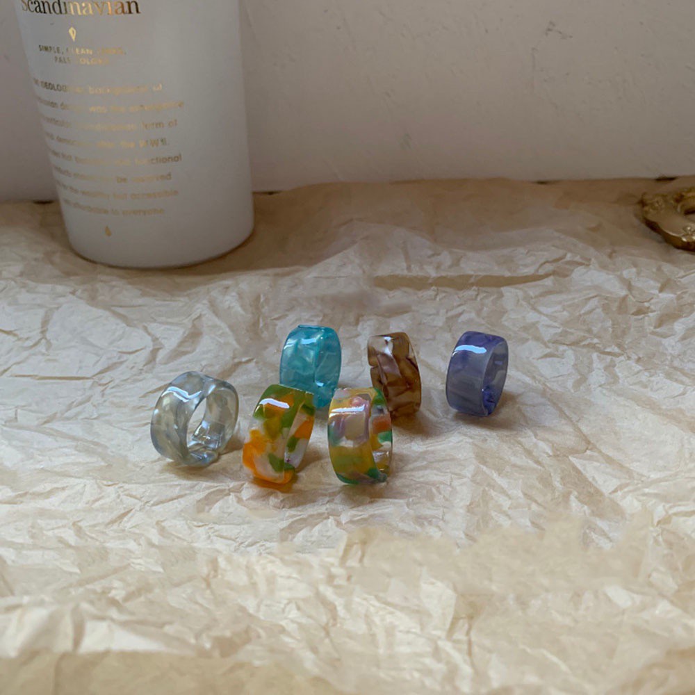 Nhẫn Acrylic Nhiều Màu Sắc Phong Cách Cổ Điển Thời Trang Cho Nữ