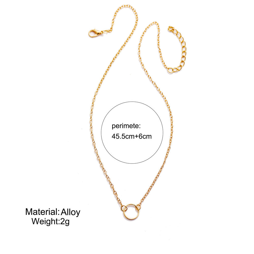 Dây chuyền mặt nhẫn tròn màu vàng / bạc phong cách vintage cho nữ