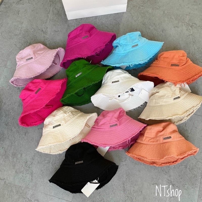 Nón tai bèo Mai Phương Bùi , mũ đi biển chống gió có dây đeo logo kim loại có thể giặt được, thời trang hottrend 2022